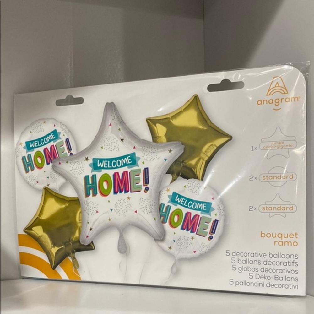 Welcome Home Balloon Bouquet - Gold and White